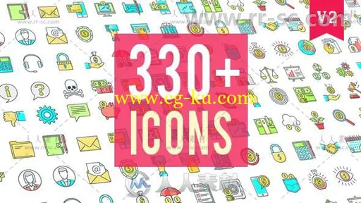330款彩色动画图标展示幻灯片元素包AE模板Videohive Icons Pack 330 Animated Ico的图片1