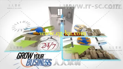 创意三维卡通角色解说公司业务拓展企业宣传片AE模板Videohive Grow Your business的图片3