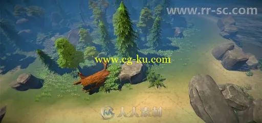 自上而下简单的幻想风格的森林环境3D模型Unity游戏素材资源的图片3