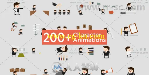 卡通商务小人角色动画视频解说AE模板 Videohive Character Animation Pack 19319的图片1