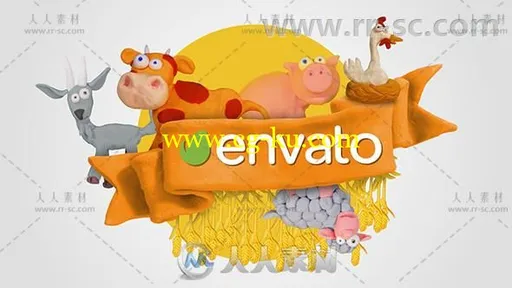 可爱卡通粘土农场动物展示标志Logo演绎AE模板Videohive Clay Farm Animals 15414366的图片1