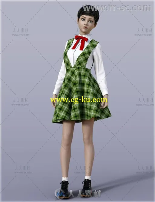 女孩可爱的学校制服3D模型合辑的图片1