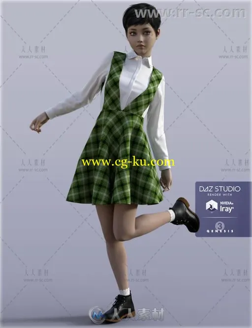 女孩可爱的学校制服3D模型合辑的图片3