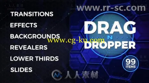 高科技像素分离图形转场视频动画AE模板Videohive Drag-n-Dropper Motion Pack 202的图片1