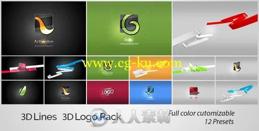 美丽明亮的3D线条飞舞标志展示Logo演绎AE模板Videohive 3D Lines 3D Logo Pack 44的图片1