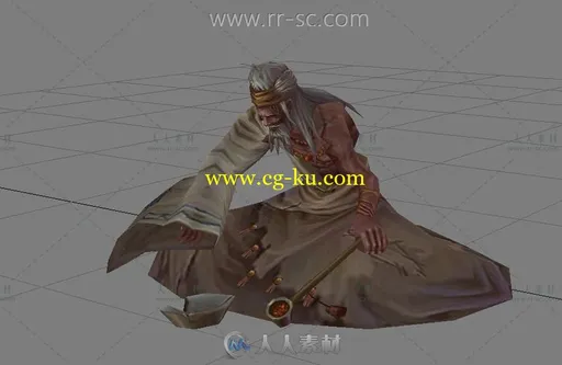 武侠游戏中的老乞丐3D模型的图片1