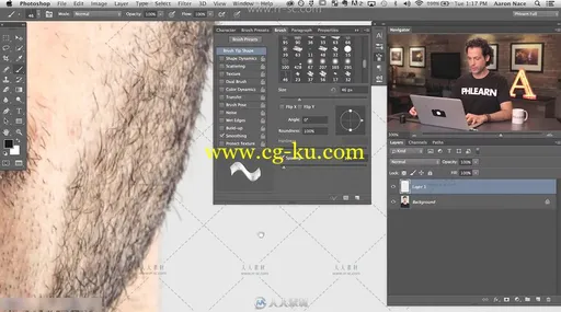 Photoshop修饰胡子及毛发笔刷使用视频教程的图片3