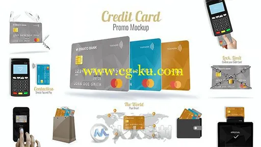 现代银行信用卡宣传促销片头视频包装AE模板 Videohive Credit Card Promo Mock-的图片1