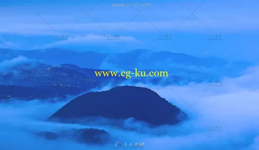 大屯山美丽的大自然风光山顶云海日出夜景实拍视频素材的图片2