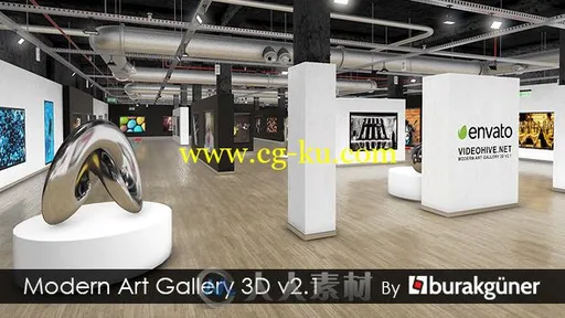 现代美术馆艺术画廊空间展示动画AE模板Videohive Modern Art Gallery 3D v2.1 159的图片1