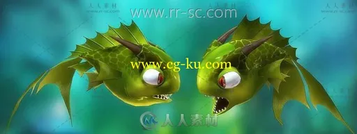 Q版卡通怪物鱼3D模型的图片1