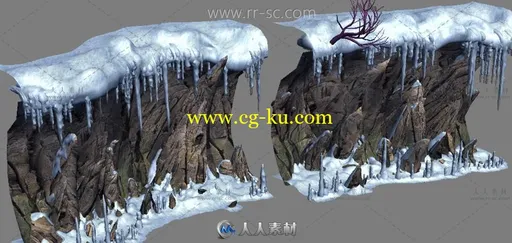 雪地断崖场景3D模型的图片1