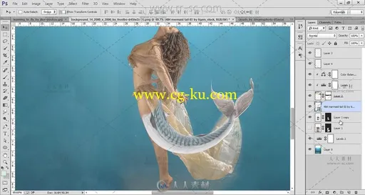 Photoshop合成美人鱼概念艺术处理视频教程的图片3
