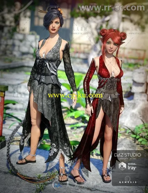 美丽可爱性感古老的女性服装3D模型合辑的图片1