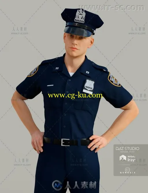 经典的男性警察制服3D模型合辑的图片1