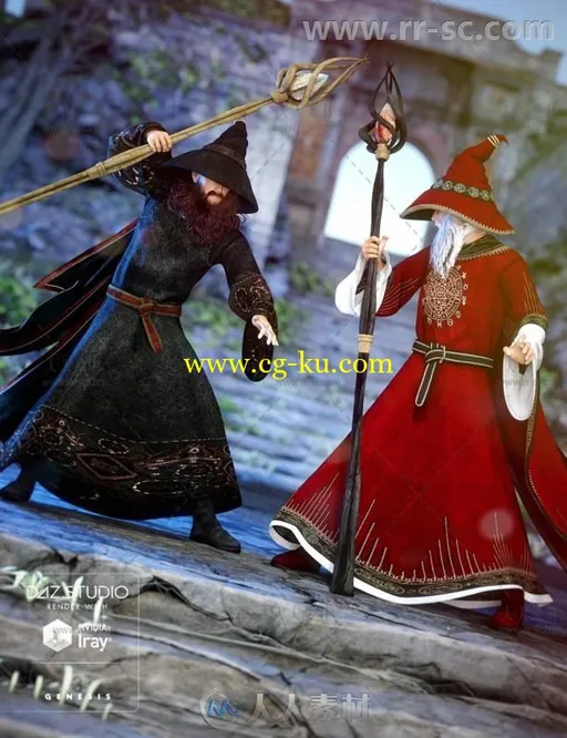 华丽的黑魔法巫师服3D模型合辑的图片1