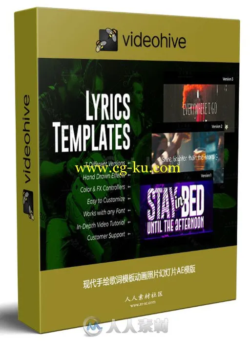 现代手绘歌词模板动画照片幻灯片AE模版 Videohive Lyrics Templates (3 Versions)的图片1