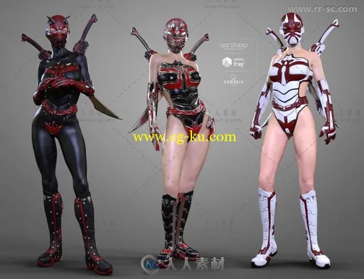 超级女英雄性感修身的武器服装3D模型合辑的图片2