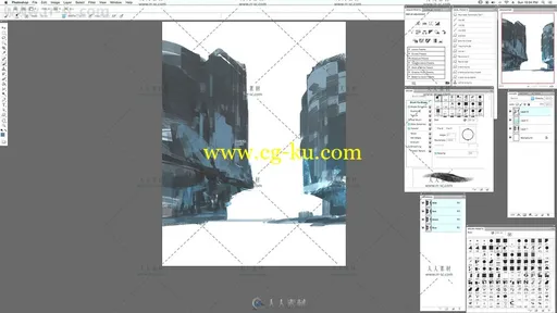 河谷城堡概念数字绘画实例训练视频教程 GUMROAD CASTLE WALLS的图片3