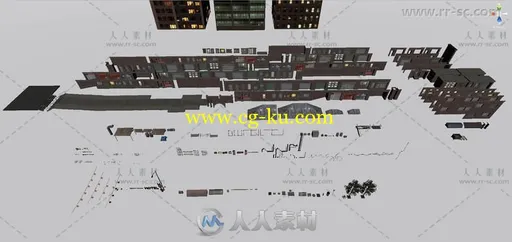 城市街道建筑物和道具城市环境3D模型Unity素材资源的图片11