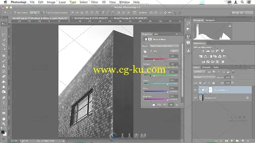 黑色和白色建筑摄影后期精修PS视频教程的图片3