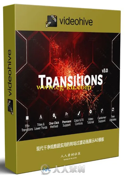 现代干净炫酷超实用的转场过渡动画展示AE模板 Videohive Transitions 20139771的图片1