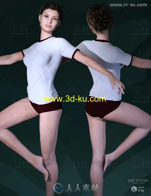 女性美丽经典老式健身服装3D模型合辑的图片3