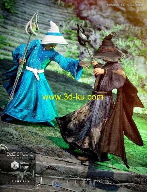 华丽和普通的魔法巫师术士服装3D模型合辑的图片1