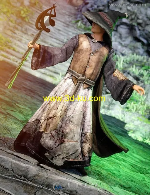 华丽和普通的魔法巫师术士服装3D模型合辑的图片3