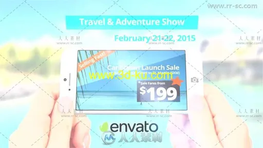 创意动感手机照片展示旅行社促销活动视频包装AE模板 Videohive Travel Commercial的图片1