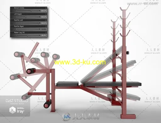 女性锻炼身体的姿势和器材道具3D模型合辑的图片2