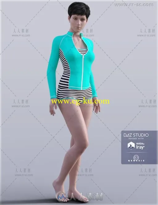 女性时尚舒适的运动服装3D模型合辑的图片2