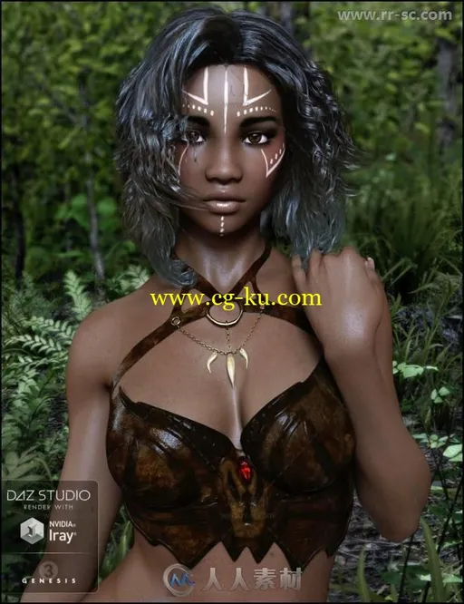 黑皮肤的半人马部族女性战士角色3D模型合辑的图片1