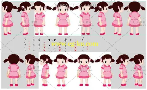 卡通人物正面侧面动作表情动画矢量素材的图片8