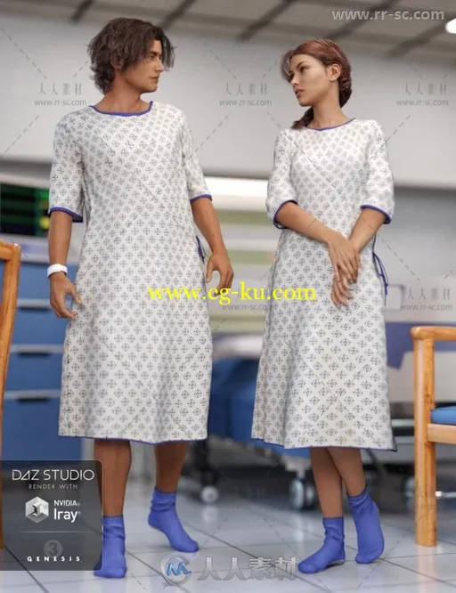 男性和女性医院职业服装3D模型合辑的图片1