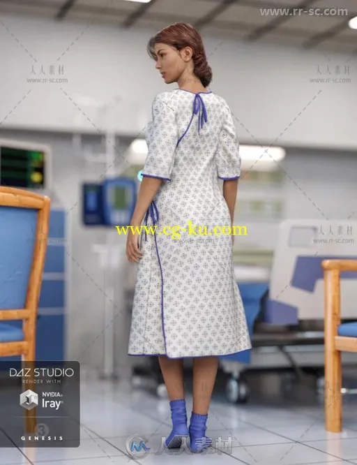 男性和女性医院职业服装3D模型合辑的图片2