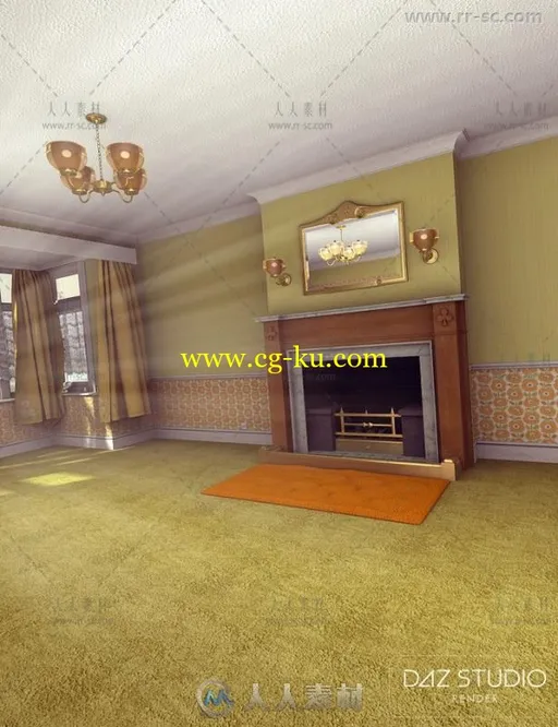 爱德华时期美丽宽敞媚俗风格的客厅环境3D模型合辑的图片2