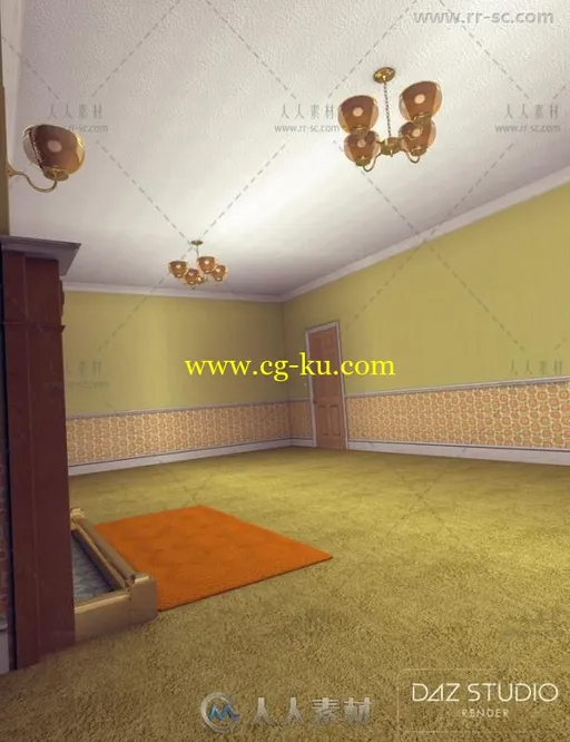 爱德华时期美丽宽敞媚俗风格的客厅环境3D模型合辑的图片3