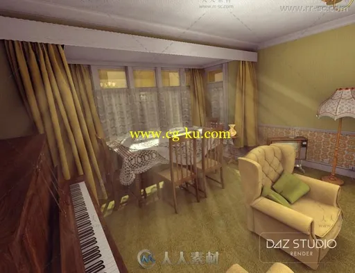 爱德华时期舒适温馨的客厅环境3D模型合辑的图片1