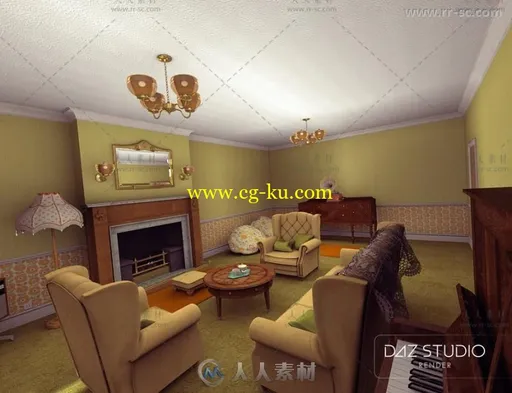 爱德华时期舒适温馨的客厅环境3D模型合辑的图片2