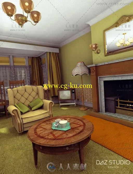 爱德华时期舒适温馨的客厅环境3D模型合辑的图片3