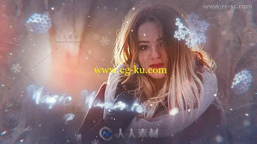 冬季梦幻雪花飞舞照片展示幻灯片相册动画AE模板的图片1