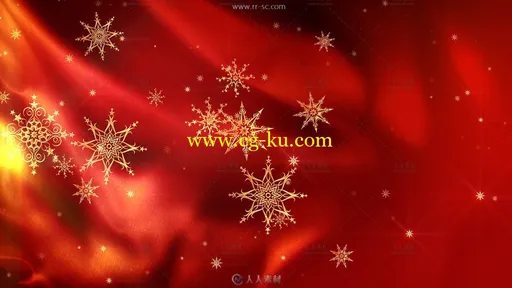 3组红色绸布飘动金色雪花流动圣诞节背景视频素材的图片1
