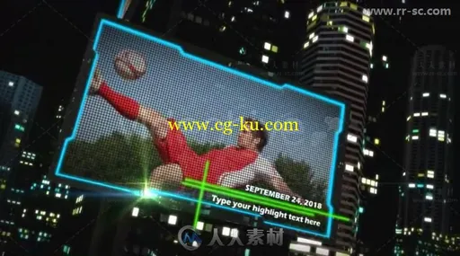 创意三维城市楼房穿梭广告牌展示运动员信息片头视频包装AE模板的图片3