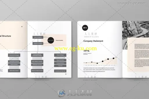 专业干净清新的企业年度报告手册indesign排版模板的图片3