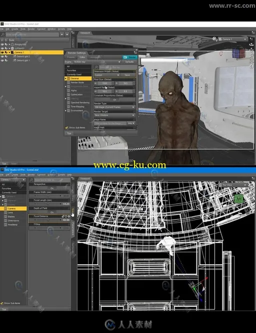 DAZ超酷外星人怪物肖像3D模型实例制作视频教程的图片3