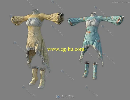 超精细柔软绣花针织物人物服装服饰3D模型的图片4