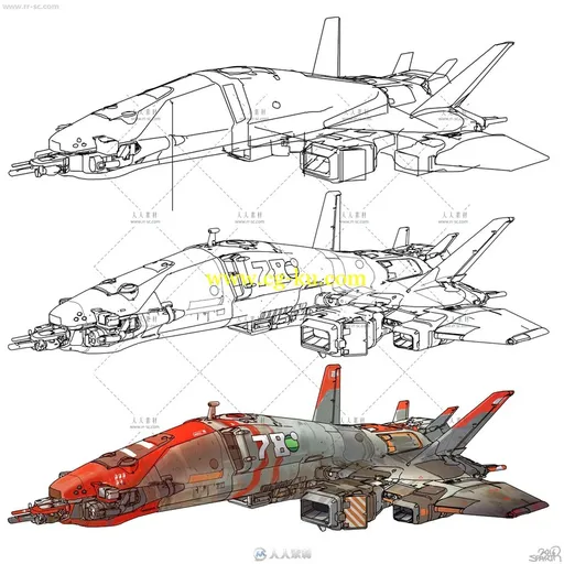 科幻宇宙战机完整绘制实例视频教程的图片6