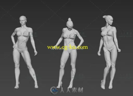 9组健美女性完整人体3D模型合辑的图片1
