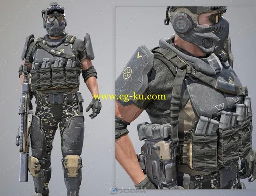 战术突击武装套装服饰武器装备3D模型合辑的图片4